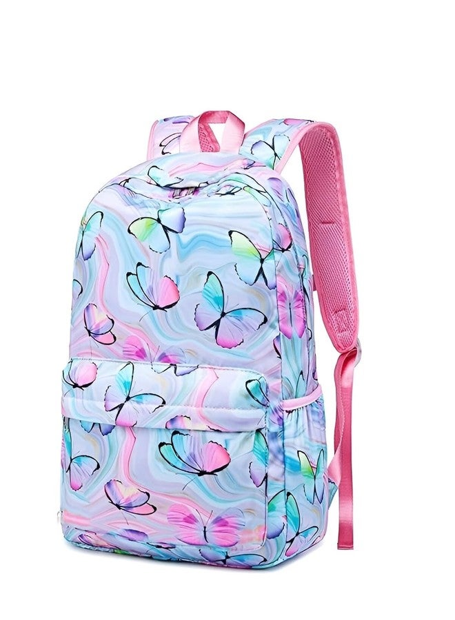 QBLYN 16-Inch Kids Backpack for Boys & Girls,Preschool Backpack for Kids Girls Small Backpack Purse Kindergarten School Book bags for Toddler Travel,Perfect for School Backpack (Blue Butterfly) - Image 1